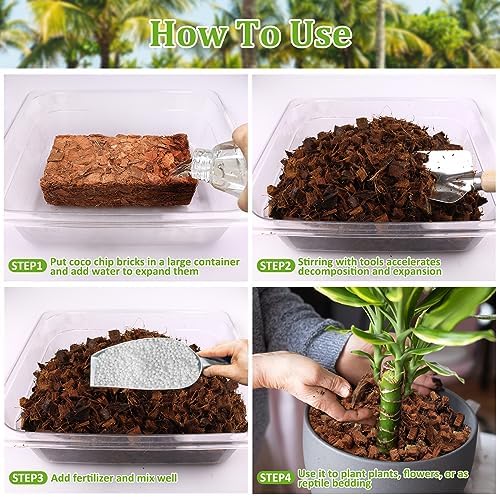 Riare 10 Pack Organic Coco Coir Chips for Plants, 11 lb Coconut Husk Bricks - Image 5