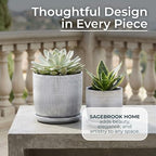 Textured Ceramic Flower Pots with Saucer for Home Decor - Modern Planters and Pots for Garden Plants- Elegant Planters for Indoor Plants and Outdoor Use - Set of 2, 6", 5", Silver & Metallic - Image 6