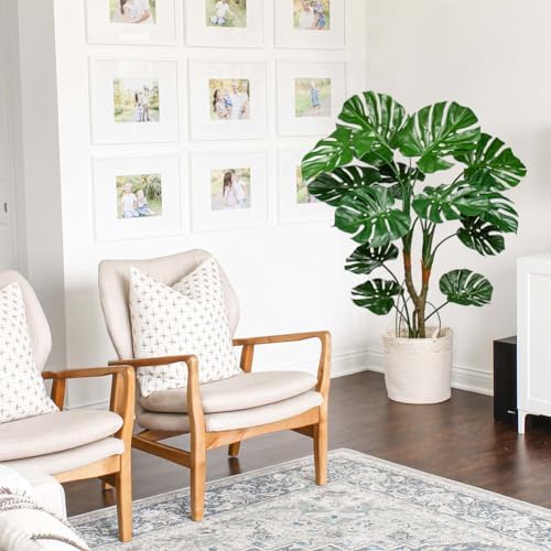 GnFlus Large Artificial Monstera Plant in Pot, 4ft Fake Palm Tropical Split Leaf Tree with UV Protection Faux Monstera Plant for Indoor Outdoor Home Office Garden Decoration, 13 Leaves - Image 6