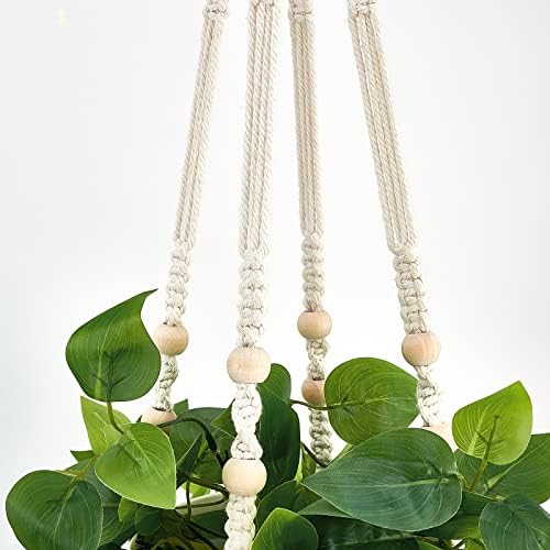 Mkono Fake Hanging Plant with Pot, Artificial Plants for Home Decor Indoor Macrame Plant Hanger and 2 Packs Small Fake Plants in Farmhouse Galvanized Pots - Image 4