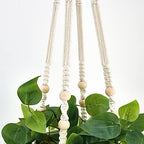 Mkono 2 Packs Fake Hanging Plant with Pot and Ceiling Hooks, Artificial Plants for Home Decor Indoor Macrame Plant Hanger with Fake Vines Faux Hanging Planter Greenery for Room Decor, Ivory (Pothos) - Image 4