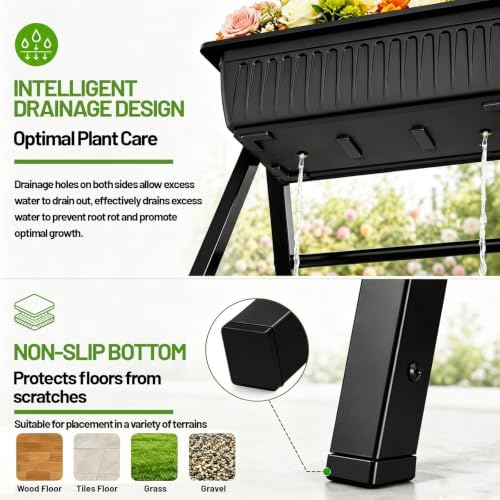4FT Vertical Garden Bed, 5 Tiers Vertical Raised Garden Planter, 23.5 * 25.4 * 48.6Inch Outdoor Garden Raised Bed with Drainage System, Vegetable Flower Planter Raised Stand Elevated Planter Box - Image 4