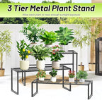 Metal Plant Stand Indoor Outdoor, 3 Tier Potted Multiple Flower Pot Holder Rack Plant Shelf, Heavy Duty Planter Display Shelving for Patio Balcony Garden Living Room Decorative (Black-3 Tier) - Image 5