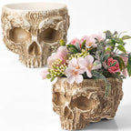 2 Pack Halloween Skull Planter, White, Carved by Acellegic