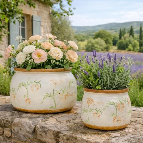 Vintage Ceramic Flower Pot, 6.5 & 9in, with Drainage & Filter - Image 4