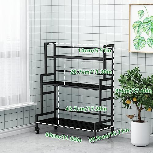 YIZAJIA Plant Stand Indoor Outdoor Tiered Stands Shelf With wheel 3 Tier - Image 3