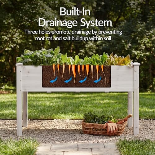 Best Choice Products 48x24x30in Raised Garden Bed, Elevated Wood Planter Box Stand for Backyard, Patio, Balcony w/Bed Liner, 200lb Capacity - White - Image 5
