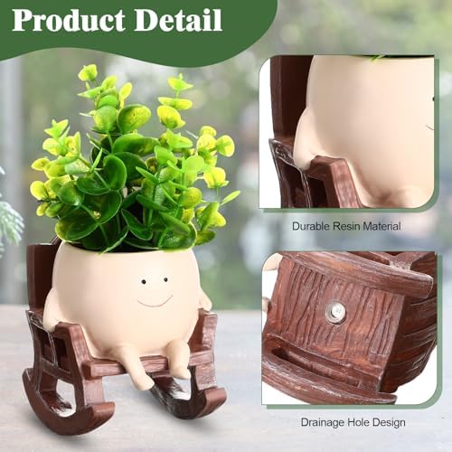 4 Pack Smile Face Planter Pot Small Hanging Swinging Planter Cute Holder for Indoor Outdoor Plants Funny Swing Gifts for Mother's Day Birthday Christmas - Image 3