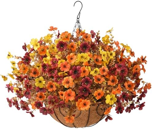 Artificial Fake Hanging Baskets Fall Flowers for Outdoors Decoration by HomeD%C3%A9cor