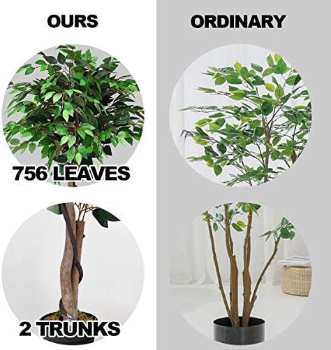 BestComfort 5.5 Feet Artificial Ficus Silk Tree, Decorative Indoor House Fake Plant, Artificial Leafy Tree Faux Potted Indoor Floor Plant for Home Office Decor - Image 2