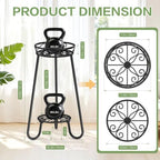 2 Tier Corner Plant Stand Indoor, 27.2 In Tall 3-Leg Metal Flower Pot Stand - Image 2