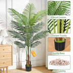 Yastouay 5.2 FT Artificial Plants Indoor, Tall Plant Palm Tree with Weighted Planter, Tropical Fake Tree with Realistic Leaves & Trunks for Home Office Living Room Bedroom Indoor Outdoor Decor - Image 6