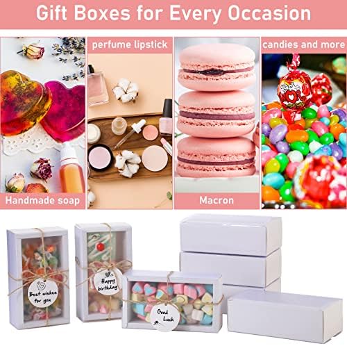 Roowest 50 Sets Gift Boxes Kraft with Tags, 6.3 x 3.5 x 2 Inch, White - Image 5