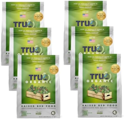 True Organic Raised Bed Food – Organic Fertilizer for Herbs, Flowers, Vegetables & Fruits – 4lb Bag Covers 30 Sq. Ft.- Case of 6 by True+Organic