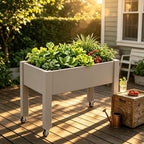 Elevated Raised Garden Bed with Wheels，74" Planter Outdoor Plants,Brown - Image 2