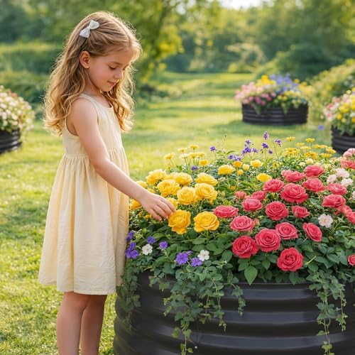 Land Guard Galvanized Raised Garden Bed 2Pcs, Planter Raised Garden Beds Outdoor, Round Clearance Raised Garden Beds for Gardening Vegetables (Gray) - Image 5