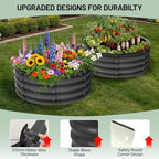 Garvee Galvanized Raised Garden Bed, 2Pcs Raised Garden Beds Outdoor, Round Planter Raised Beds with Gloves and Rubber Edge Trim for Vegetables, Flowers and Herbs, 3x3x1 FT, Dark Grey - Image 5