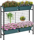 CADUKE Raised Planter Box with Legs, 32" Elevated Vegetable Garden Beds, Raised Garden Bed with Drainage Holes & Trellis, Herb Garden Planter Outdoor for Vegetables, Balcony, Patio, Green by CADUKE