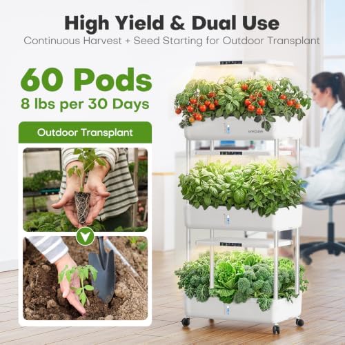 Ahopegarden Indoor Garden Hydroponics Growing System Kit: 66 Pods Plant Herb Garden Germination Kit with LED Grow Light, 30L Large Capacity Kitchen Hydroponics Planter Grower for Vegetable Fruit - Image 2
