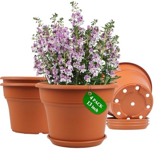 Pottiffe Plant-Pots-Planters-Indoor-Outdoor, 13 inch 4 Pack Terracotta by Pottiffe