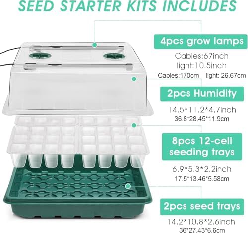 144-Cell Self-Watering Seed Starter Tray with Grow Light & Humidity Dome for Indoor Seedling Growth Complete Kit for Plant Germination LED Red Blue 2 Set - Image 5