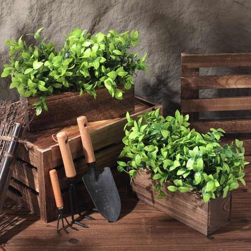 Lyrow 4 Pack 11.4 '' Artificial Eucalyptus Plants Faux Plants, Brown - Image 4
