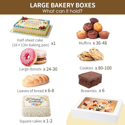 Moretoes 10pcs 19x14x4in Large Half Sheet Cake Boxes with Window,Auto-Popup - Image 3