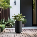 Kante Small Round Tapered Black Concrete Planter 15.7" Tall, Outdoor - Image 6