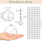 GlikCeil 56 Pcs 3.15'' Hanging Glass Tealight Holder with Clear K9 Crystal Garland Strands and Maple Leaf Pendants Globe Plant Terrariums Glass Orbs for Wedding Party Valentine Decoration - Image 3