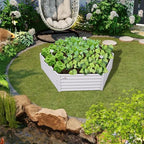 Anleolife 3-Bed 70x60x18in Hexagon Raised Garden Beds, Antique White - Image 4