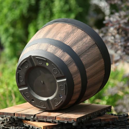 Plant Pots,Whiskey Barrel Planters with Drainage Holes & Saucer, Plastic Decoration Flower Pots Imitation Wine Barrel Design, for Indoor & Outdoor Garden Home Plants - Image 5