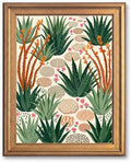Framed Canvas Wall Art Bohemian Gouache Desert Garden Pathway Terracotta Green Canvas Print Poster Gold Frame Wall Decor for Living Room Desert Botanical Art, Boho Home Decor - Inch 16x20 by Unknown