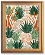 Framed Canvas Wall Art Bohemian Gouache Desert Garden Pathway Terracotta Green Canvas Print Poster Gold Frame Wall Decor for Living Room Desert Botanical Art, Boho Home Decor - Inch 16x20 by Unknown
