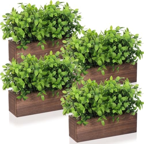 Lyrow 4 Pack 11.4 '' Artificial Eucalyptus Plants Faux Plants, Brown by Lyrow