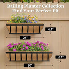 VOXOR Railing Planter Boxes, Heavy Duty Window Box Planters, Adjustable Balcony Planters for Railing Hanging, with Coco Liner for Deck, Porch, and Patio Gardening (3 Pack, 24 Inch) - Image 5