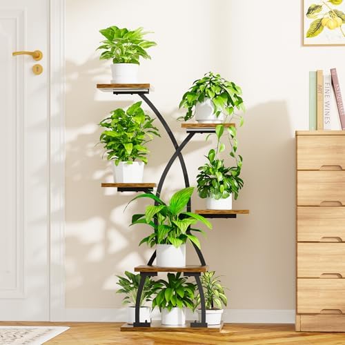 JUSTOGO Plant Stand Indoor with Grow Lights - 6 Tiered Plant Shelf Indoor, 36“ Corner Plant Stands for Indoor Plants Multiple, Metal Curved Flower Holder Display Rack for Patio, Balcony, Home Decor - Image 4