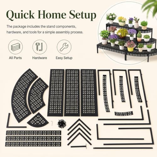 3 Tier Metal Plant Stand,Stepped Garden Corner Plant Shelf - Image 6