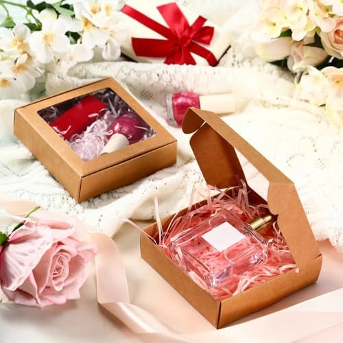Zonon 60 Pcs Kraft Paper Boxes with Window 4.13 x 4.13 x 1.18 Inch (Brown) - Image 5