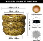 SQOWL Ceramic Planter - 8 Inch Indoor Plant Pot with Drainage Hole, Round Planter for Outdoor Plants, Ceramic Flower Pots, Bubble Planters, Home Room Porch Decor, Plant Lover Gifts, Yellow - Image 3