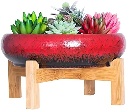 Bonsai Pots, 10 Inch Ceramic Succulent Pots with Drainage, Large Plant Pots by ARTKETTY