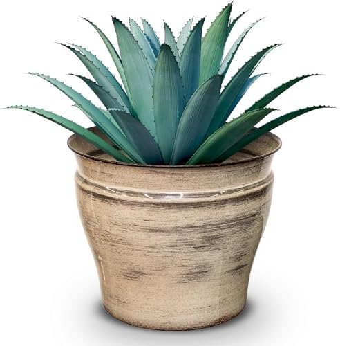 Headwind Glazed Ironstone Vanhorne Collection – 14" Papyrus Beige Decorative Plant Pot – Lightweight & Triple Coated w/Drainage Flower Pot for Indoor Plants & Outdoor Planter Use by Robert Allen by Headwind