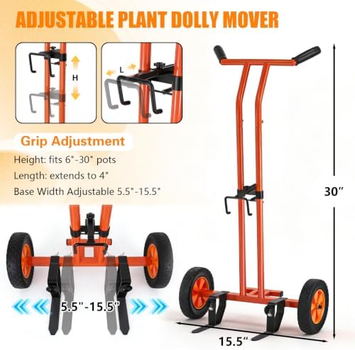 Heavy Duty Plant Caddy with Wheels, Adjustable Plant Dolly for Pots - Image 4