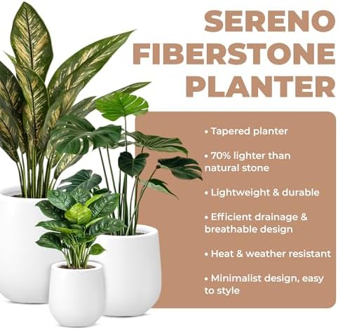 Sereno Fiberstone Tapered Planter, Matte Finishes (S, White) - Image 4