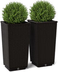 GIANTEX Outdoor Wicker Flower Pot Dark Brown Set of 2, 23 Inch Tall by Giantex