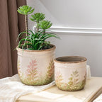 SURE YUESI Ceramic Plant Pots Set of 2, 4.7+5.7 Inch Vintage Indoor Planters with Drainage Hole, Farmhouse Ceramic Flower Pots for Indoor Plants, Rustic Cottage Decor for Home Kitchen Garden, Pink - Image 6