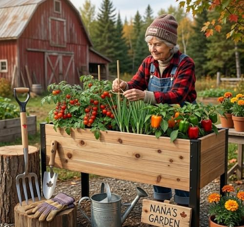 Western Red Cedar Planter Raised Garden Bed Planter Box - 48x20x28 inch with Powder-Coated Steel Legs - Ideal for Vegetables, Herbs, and Flowers, Elevated, Core Series - Image 2