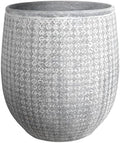 Worth 14.5" Round Planter, Lightweight Magnesium Oxide Cement Plant Pot, Raised Pattern Concrete Look with Drainage Hole for Indoor/Outdoor Use, Grey by WORTH