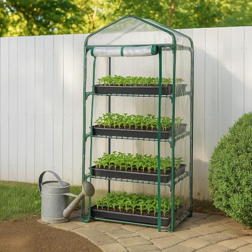 Miracle-Gro 4-Tier Greenhouse, Removable Shelves, Clear, 23"x17"x57" - Image 2