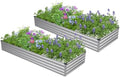 2PCS 6x3x1ft Galvanized Raised Garden Bed,Outdoor Planter Box Metal Patio Kit Planting Bed for Vegetables Flowers Herb,Silver by Easllre