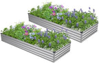 2PCS 6x3x1ft Galvanized Raised Garden Bed,Outdoor Planter Box Metal Patio Kit Planting Bed for Vegetables Flowers Herb,Silver by Easllre